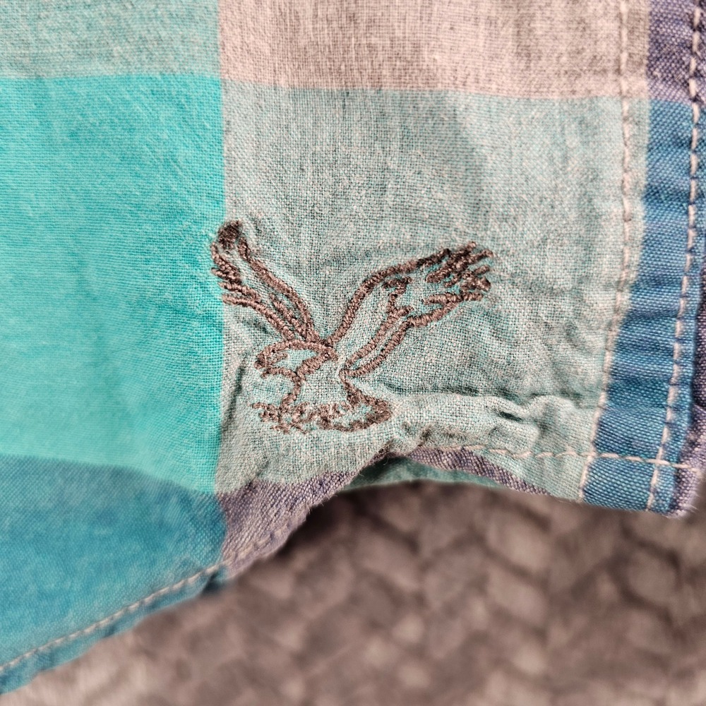American Eagle Outfitters Plaid Long Sleeve Pearl Snap Western Shirt Men's L - Picture 6 of 8
